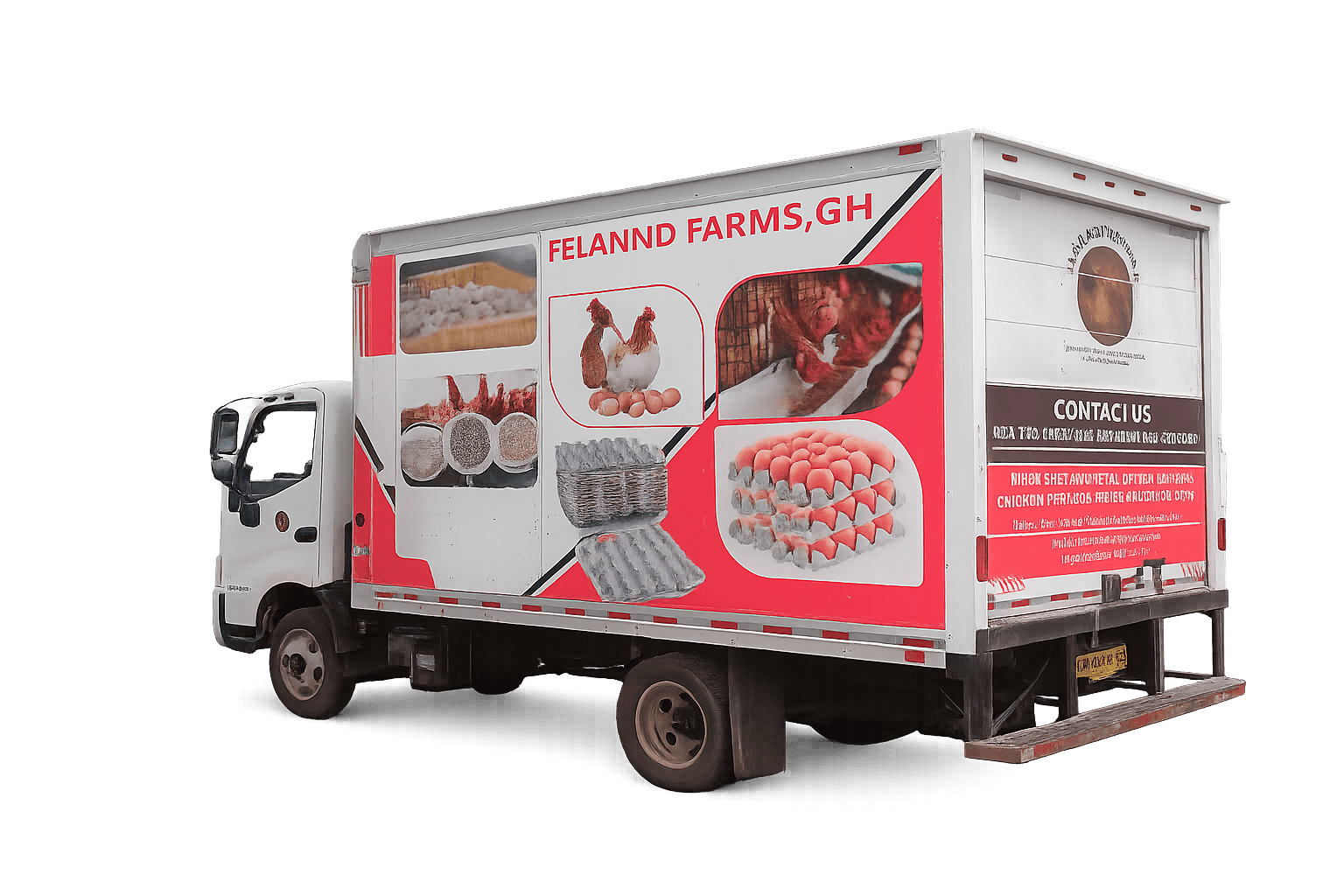 Felannd Farms delivery truck - side view showing branded panel